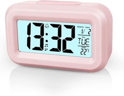 Vicloon Wecker Digital, LCD Display Tischuhr mit Snooze, 12/24 Stunden, Rosa