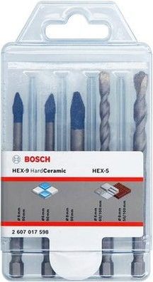 Bosch 5-tlg. HEX-9 HardCeramic + HEX-5 Drill Bit Set (Fliesen, Beton, Ø6/8mm)
