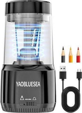 Yaobluesea Bleistiftspitzer Elektrisch USB, Aufladbar Elektrisch Anspitzer 6-8mm