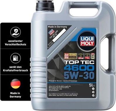 LIQUI MOLY Top Tec 4600 5W-30 | 5 L | Synthesetechnologie Motoröl Art.-Nr.: 3756