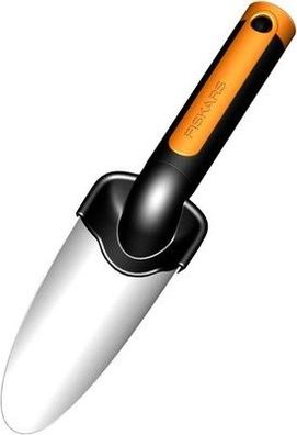 Fiskars Pflanzkelle, Länge 27 cm, Rostfreie Stahl-Kelle, Schwarz/Orange, Garten