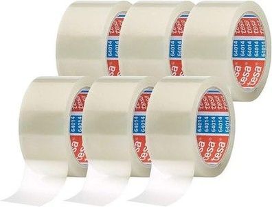 Tesapack 64014 transparent - Geräuscharmes Paket-Klebeband - 6 Rollen je 66 m