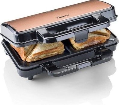 Bestron XL Sandwichmaker, Antihaftbeschichteter Sandwich-Toaster, 900 W, Kupfer