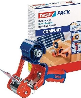 Tesa 6400 Packband Handabroller Comfort, robuster Abroller bis zu 50 cm Breite