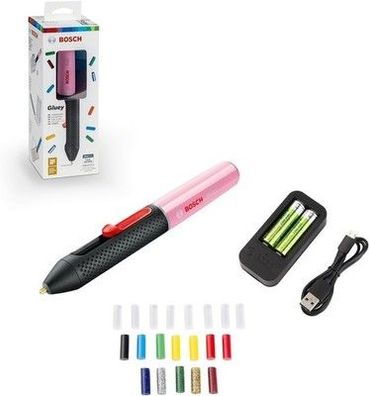 Bosch Akku Heißklebestift Gluey Cupcake Pink mit 20 Klebesticks, Rosa, im Karton
