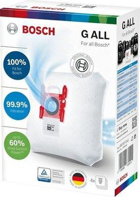 Bosch 4x Staubsaugerbeutel PowerProtect Typ G ALL BBZ41FGALL, 99,9% Filterung