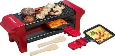 Bestron Raclette für 1 bis 2 Personen, Mini Tischgrill mit zwei Pfännchen, 350 W