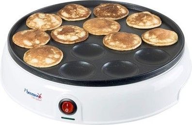 Bestron Poffertjes Maker im Retro Design, Mini Pfannkuchen Automat, 800 W, Weiß