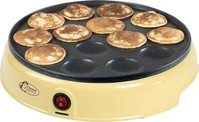 Bestron Poffertjes Maker im Retro Design, Mini Pfannkuchen Automat, 800 W, Gelb