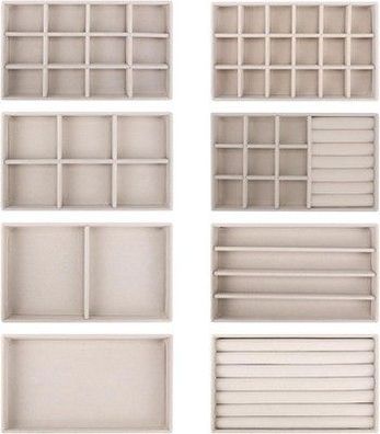 EXLECO 8er Schmucktablett Samt Schmuckaufbewahrung Aufnehmbar Schmuck Organizer