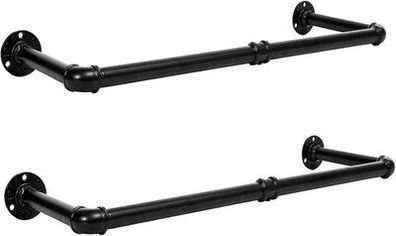 HOOBRO Industrierohr Kleiderstangen 2er Set, 80 cm Garderobenstangen (80L x 25B)