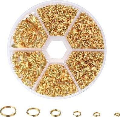 690 Stück Gold Biegeringe, Spaltringe für Schmuck, Schlüsselringe, Metallring