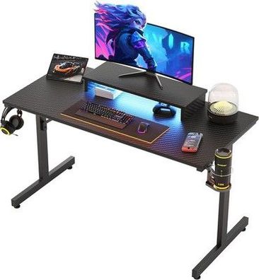 Bestier LED Gaming Schreibtisch PC Gaming-Tisch + Monitor Ständer 106.5x50x84.5cm