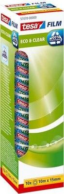 Tesafilm eco & clear Umweltfreundliches Klebeband (10 Meter x 15 mm - 10er Pack)