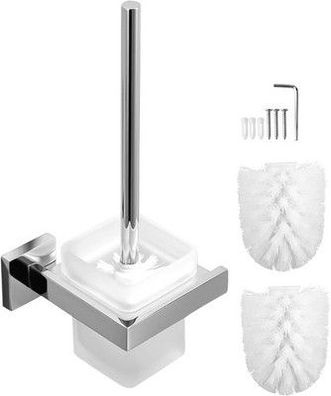 EXLECO Glas Toilettenbürste mit 2 Ersatzbürsten WC Bürste mit Halter Matt Glas