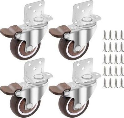 Dbreaks Lenkrollen Set 50MM 4 Stücke Möbelrollen TPE, Transportrollen mit Bremse