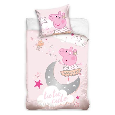 Peppa Pig Kinder Bettwäsche Set Bettbezug Kissenbezug Baumwolle 140 × 200 cm