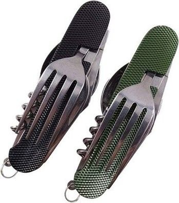 Hiwalker 2x 6-in-1 Edelstahl Klappbesteck Camping Besteck Outdoor Messer Gabel