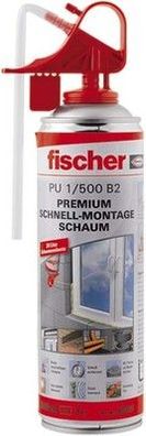 Fischer Schnell-Montageschaum PU 500, Bauschaum für Verfüllung, Dämmung, 500 ml