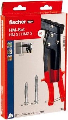 Fischer Montage Set, Hohlraumdübel-Set: 60 Dübeln, Schrauben & Montagezange