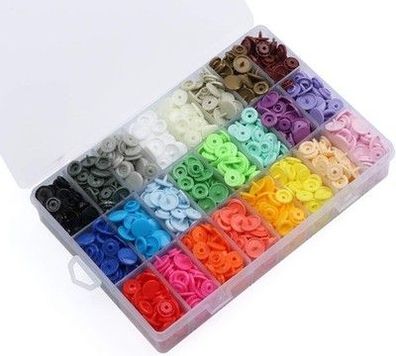 Ilauke Nähfrei T5 Druckknöpfe 408 Set in 24 Farben mit Aufbewahrungs-Box Nähen