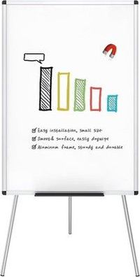 VIZ-PRO Flipchart-Ständer-Whiteboard, Magnetisch 90 x 60 cm, Dreibein, Tafel