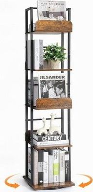 Bikoney Bücherregal 5-Tier, Drehbare für Ecke, Bücher-Regal, Holz und Metall