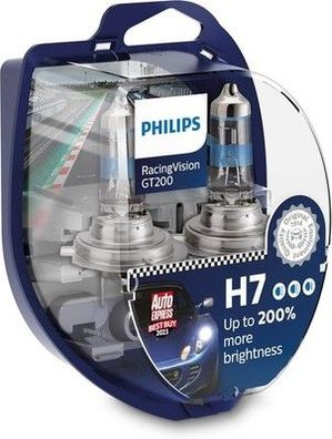 Philips Halogen RacingVision GT200 H7 Scheinwerferlampe + 200%, Doppel-Set