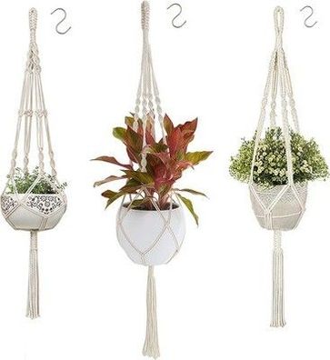 Flintronic 3er Set Makramee Blumenampel, Baumwollseil Hängeampel Hängetopf Deko
