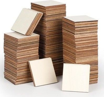 Dbreaks 150 STK Quadrate Holzscheiben, Basteln Holzplättchen, Baumscheiben (5cm)