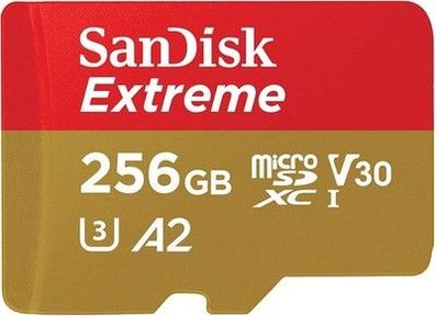 SanDisk Extreme microSDXC UHS-I Speicherkarte 256 GB + Adapter V30, U3, 190 MB/s