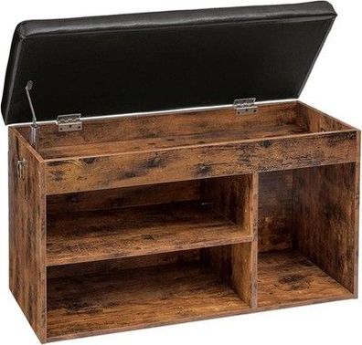 HOOBRO Schuhbank, Sitzbank, 3 offene Fächer (82 x 31,5 x 46,5 cm) gepolstert
