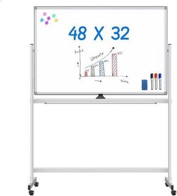 Maxtek Mobiles Whiteboard, 120 x 80 cm Doppelseitiges Whiteboard mit Ständer