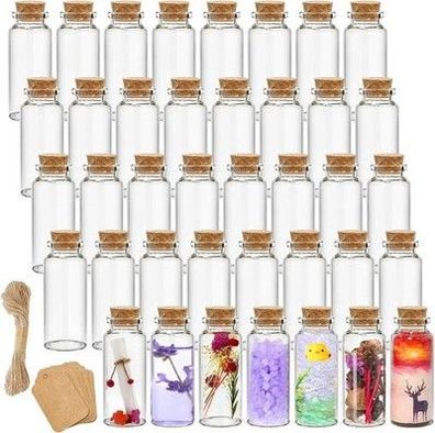 Lawei 70 Stück 30 ml Mini Korkstopfen Glasflaschen, Wunschflaschen, Kleine Deko