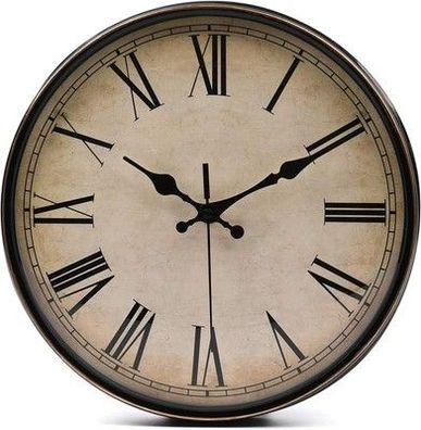 Lawei Wanduhr Vintage Küchenuhr mit Geräuscharmem Uhrwerk Kinderuhr Ø 28 cm