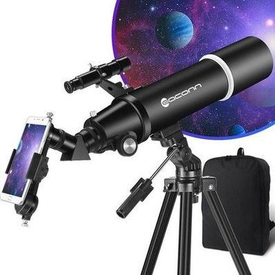 Teleskop, Astronomie Teleskop Erwachsene, 80mm Aperture 600mm Tragbar + Stativ