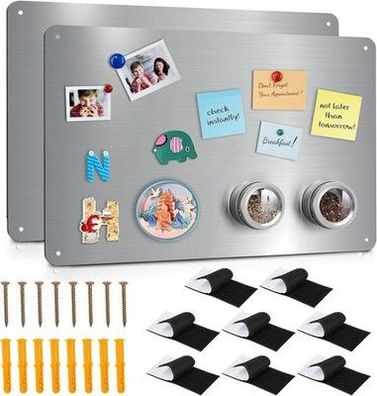 Lawei 2 Stück Magnettafel Magnetboard, 43,5 x 30 cm Magnetische Metalltafel