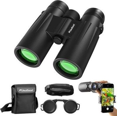 Usogood 10x42 HD Fernglas Erwachsene mit BAK4-Prisma und FMC-Objektiv, Binocular