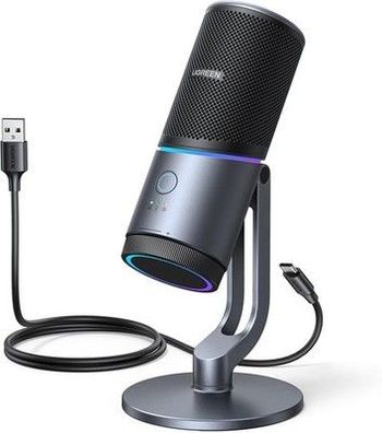 UGREEN Mikrofon Gaming für PC USB Microphone mit RGB Licht 24bit/96kHz Streaming