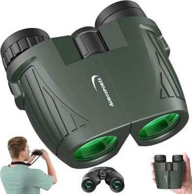 Aurosports 15X25 Kompaktes Fernglas für Erwachsene und Kinder - Fernglas, Grün