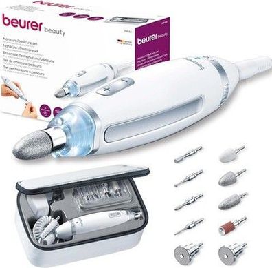Beurer MP 62 Maniküre-/ Pediküre-Set, elektrische Nagelfeile mit 10 Aufsätzen