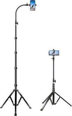 Elitehood 205cm Hoch Handy Stativ, Flexibel Overhead iPhone Stativ mit 43cm Hals