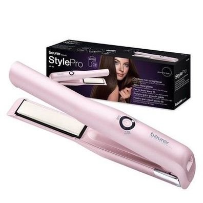 Beurer HS 20 Akku-Haarglätter mit USB-Aufladung, Reise-Glätteisen 3 Stufen, Rosa