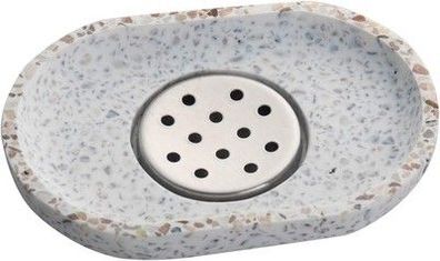 IMEEA Terrazzo Seifenschale Edelstahl Ablauf Beige Seifenhalter Natürlich Stein