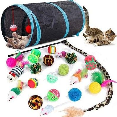 Speedy Panther 21-tlg. Katzenspielzeug Set Katzentunnel Interaktives Katze Tier
