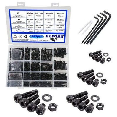 Newlng M2 M3 M4 M5 Schrauben Set Kohlenstoffstahl Schwarz Schrauben und Muttern