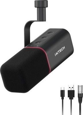 IXTECH Dynamisches Mikrofon RGB Gesangsmikrofon USB XLR Podcast Gaming, PC