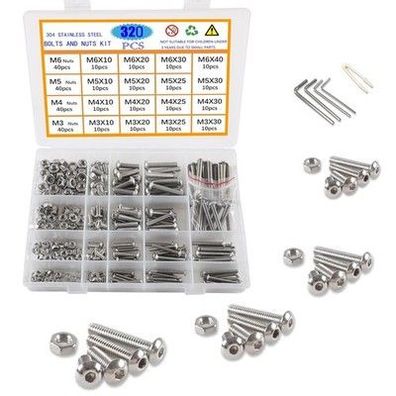 Newlng 325-tlg M3 M4 M5 M6 Schrauben Set Schrauben & Muttern Set Rund-Knopfkopf