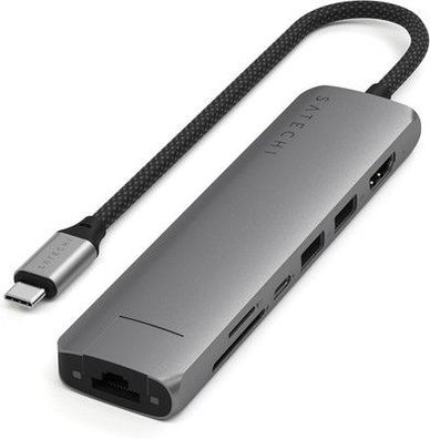 Satechi 7-in-1 USB-C Hub Slim Plus, Multiport-Adapter mit 4K HDMI, 100W Power