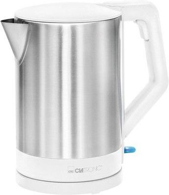 Clatronic® Wasserkocher Edelstahl | 1,5 Liter | BPA frei | Einhandbedienung weiß